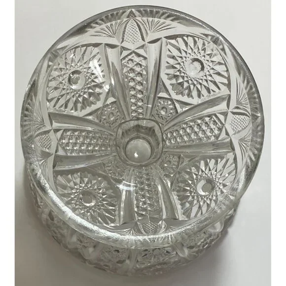 Vintage Etched Crystal Pedestal Compote Bowl Dish Candy Fruit Nuts Collectible - Picture 7 of 7